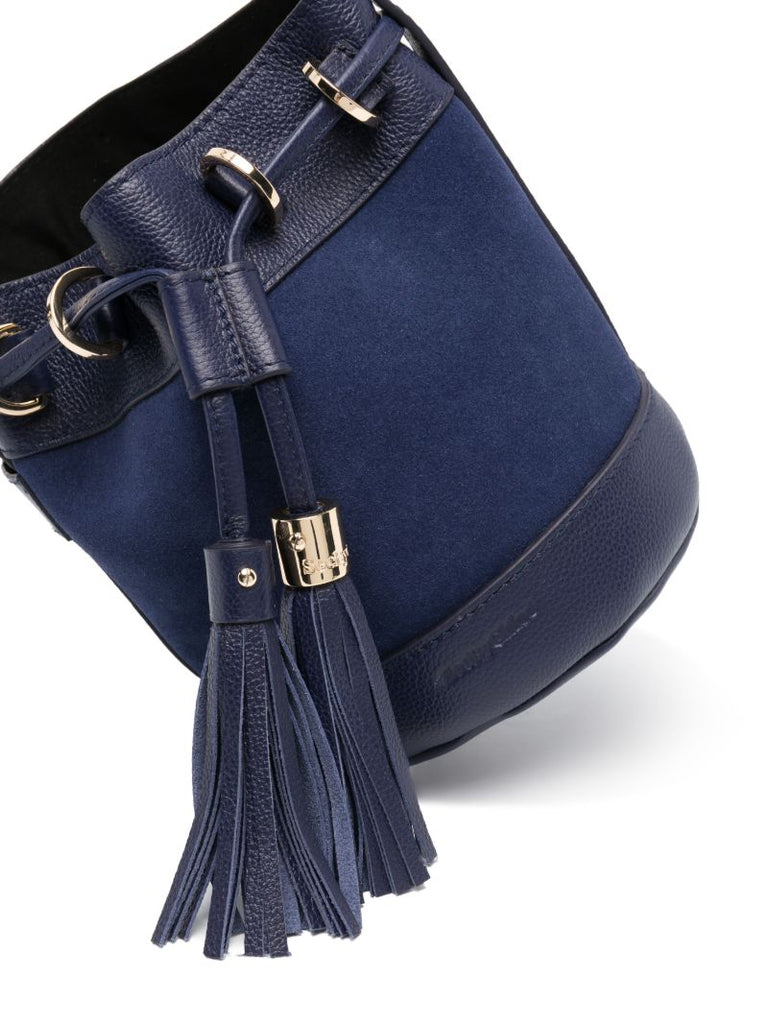 Blue Vicki Small Suede Bucket Bag