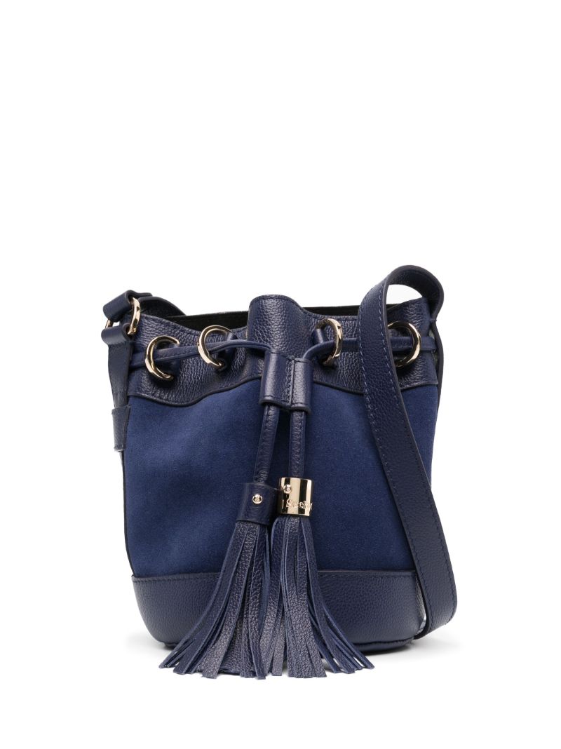 Blue Vicki Small Suede Bucket Bag