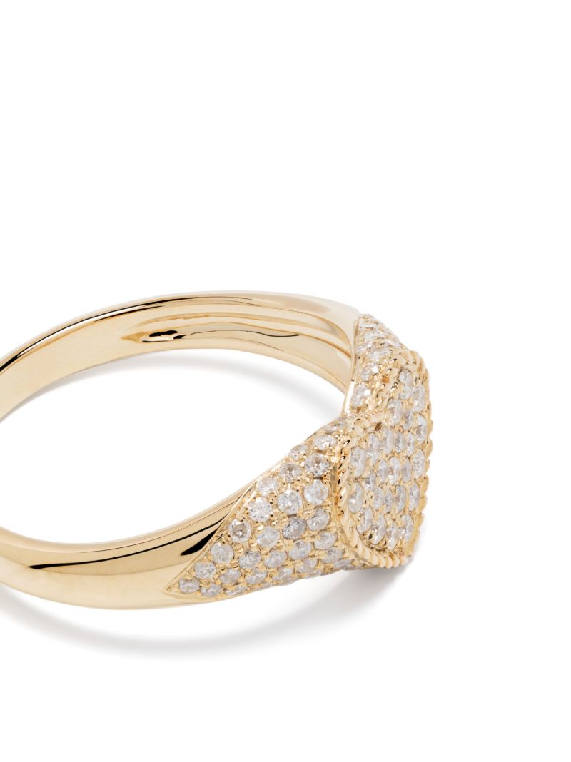 9k Yellow Gold Baby Chevalier Coeur Diamond Signet Ring