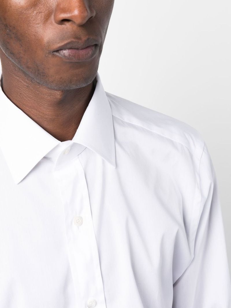 White Long-sleeved Cotton Shirt