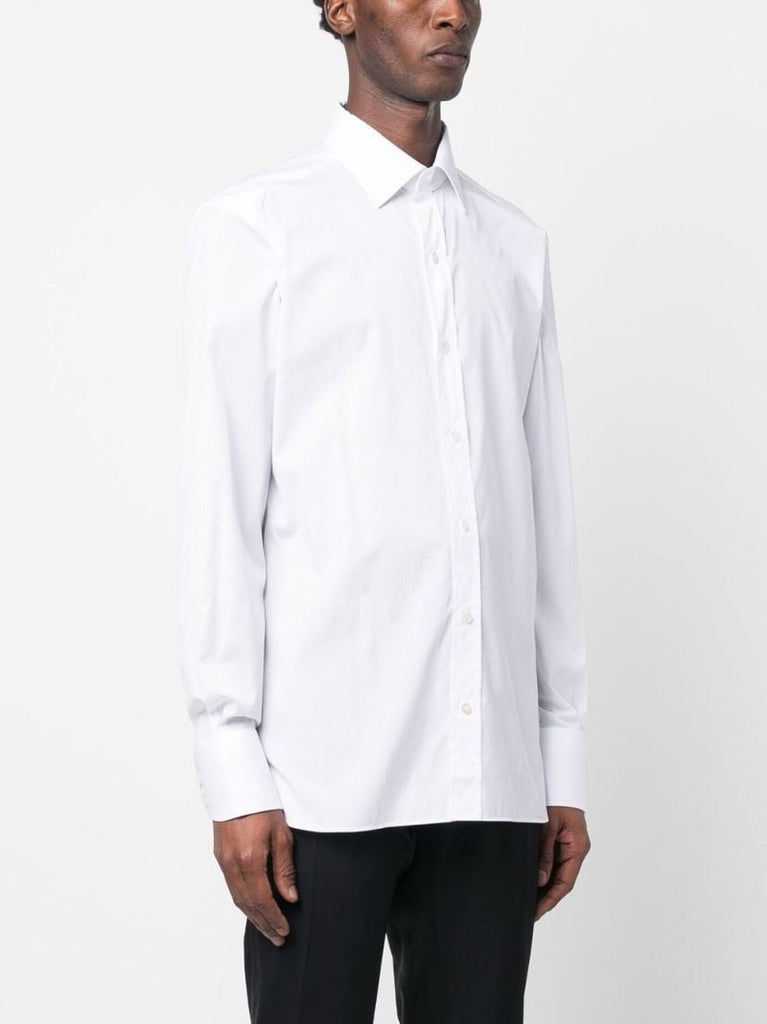 White Long-sleeved Cotton Shirt