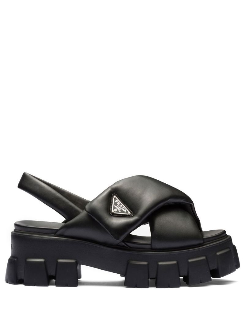 Black Padded Slingback Sandals