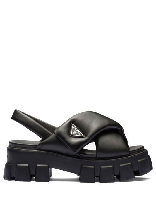Black Padded Slingback Sandals