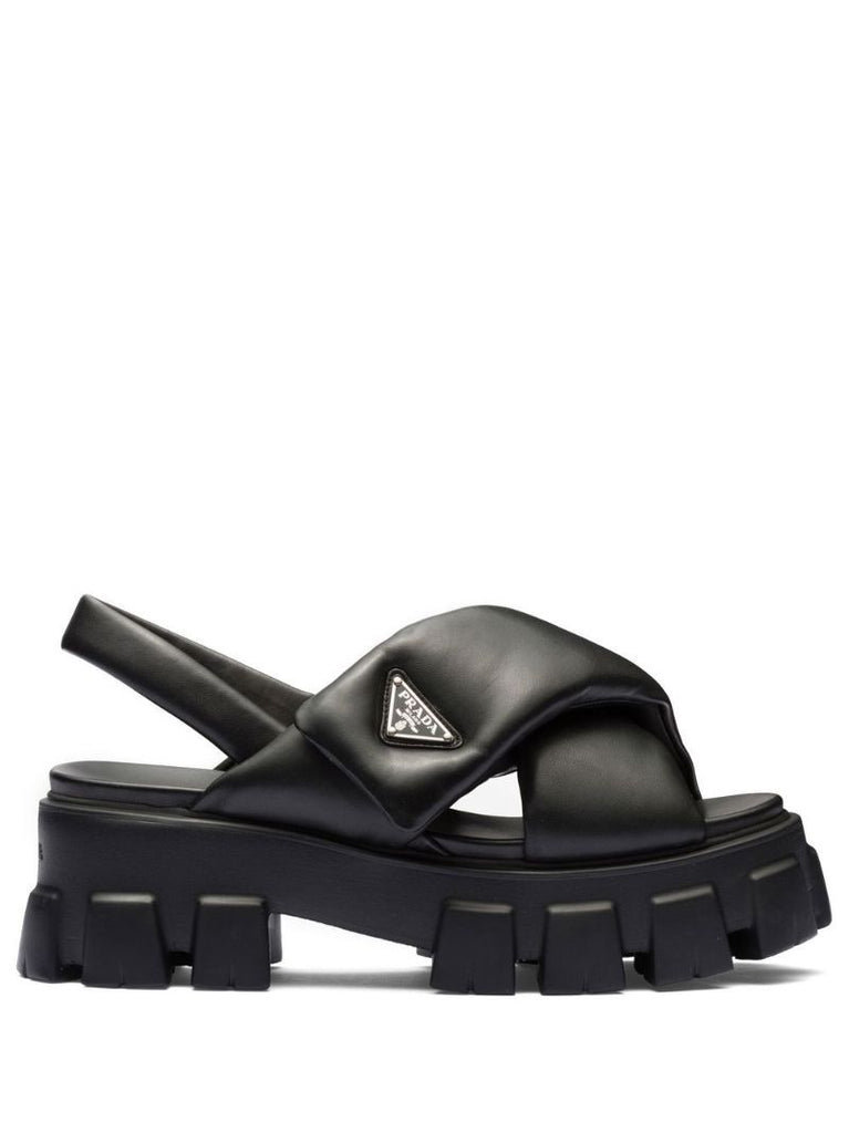 Black Padded Slingback Sandals
