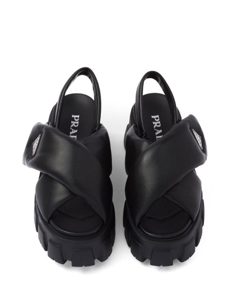 Black Padded Slingback Sandals