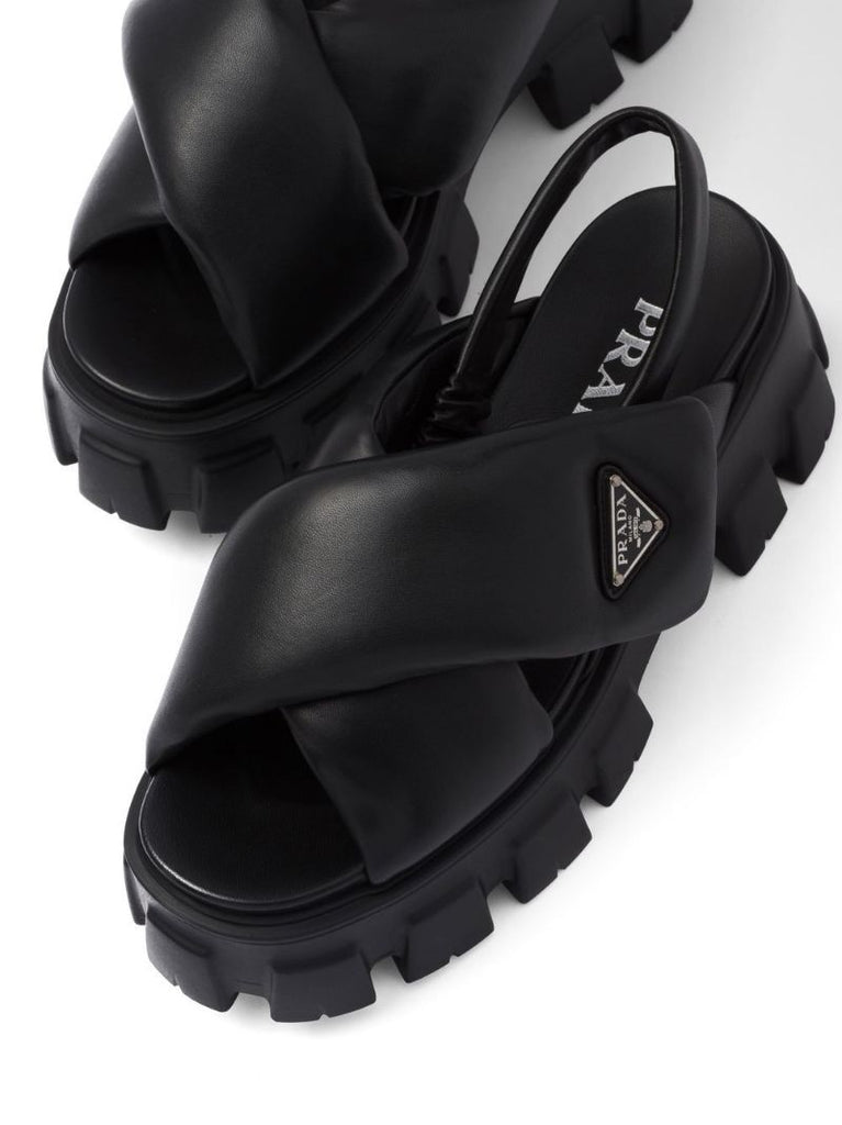 Black Padded Slingback Sandals