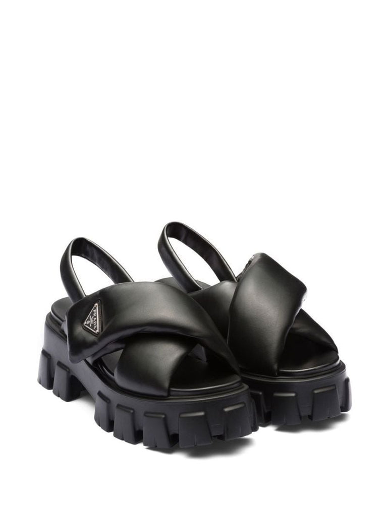 Black Padded Slingback Sandals