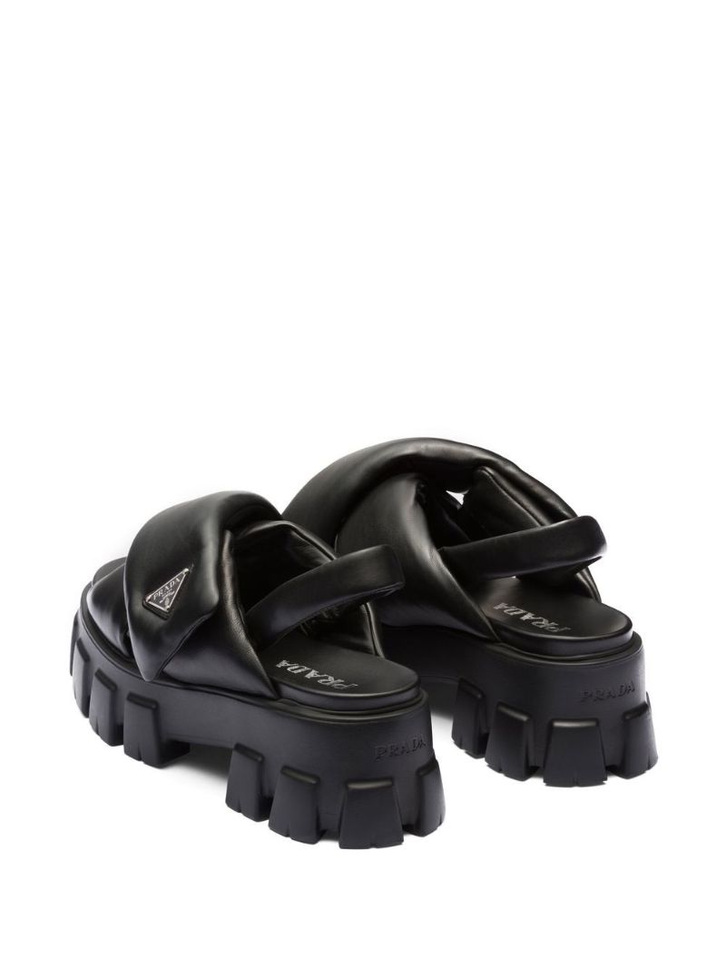 Black Padded Slingback Sandals