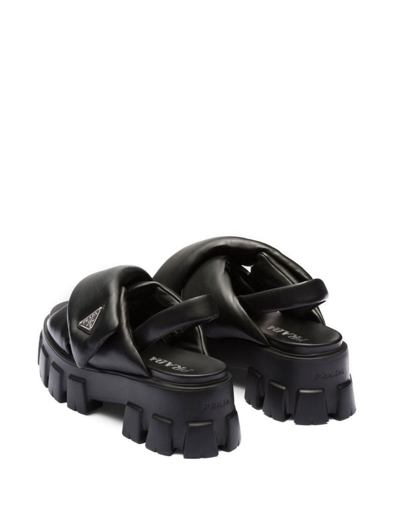 Black Padded Slingback Sandals