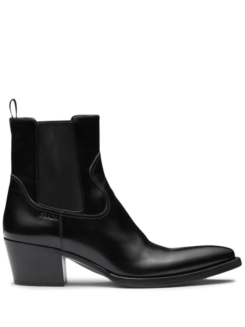 Black Leather Western Chelsea Boots