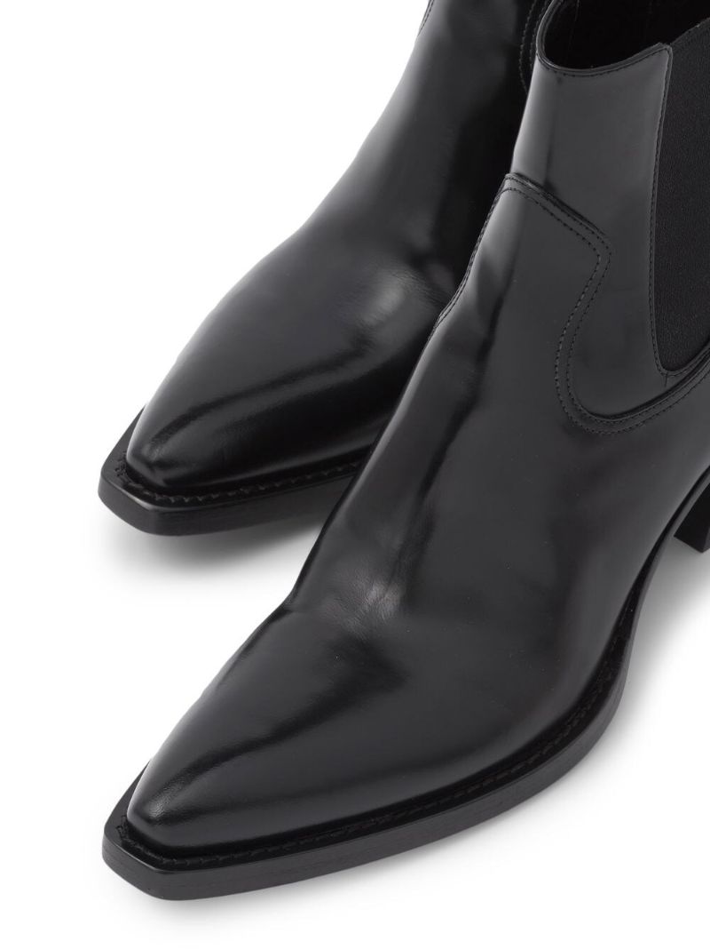 Black Leather Western Chelsea Boots