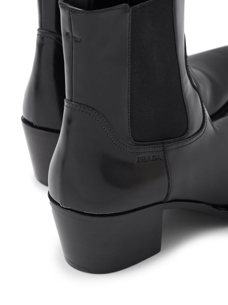 Black Leather Western Chelsea Boots