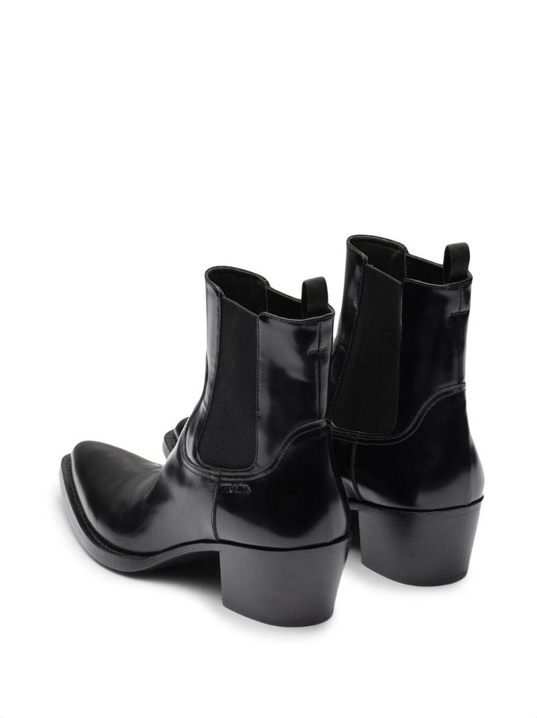 Black Leather Western Chelsea Boots