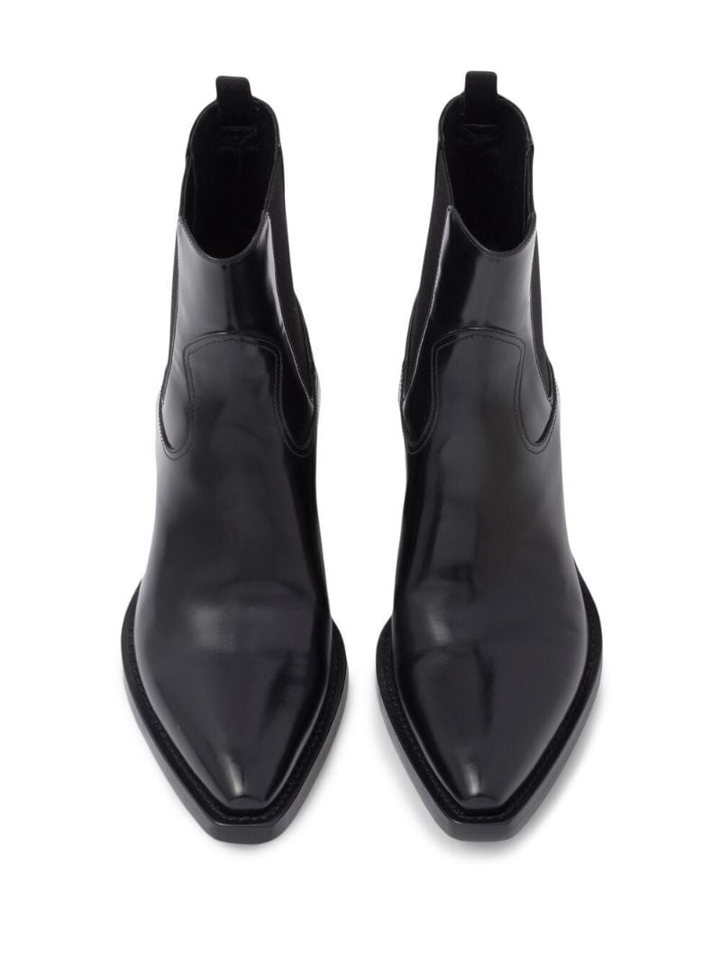 Black Leather Western Chelsea Boots