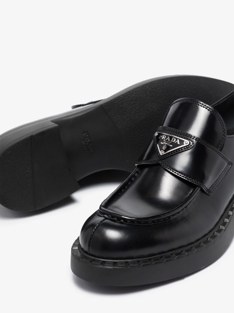 Black 50 Logo Plaque Leather Loafers