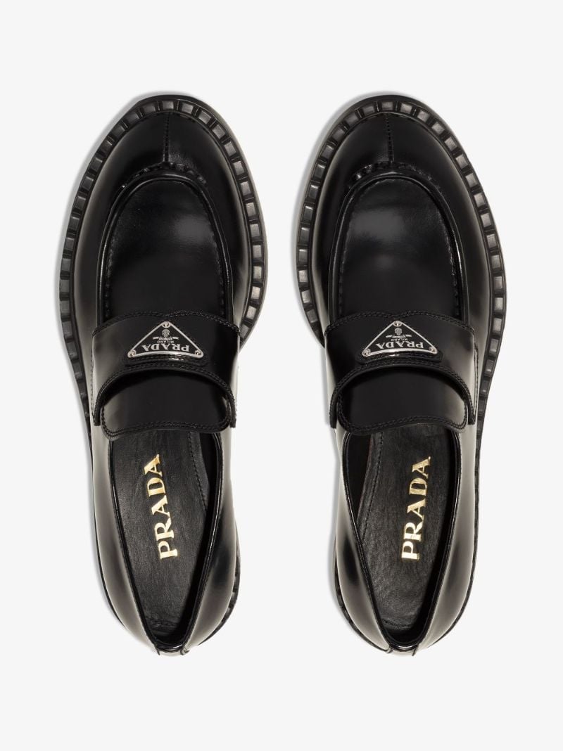 Black 50 Logo Plaque Leather Loafers