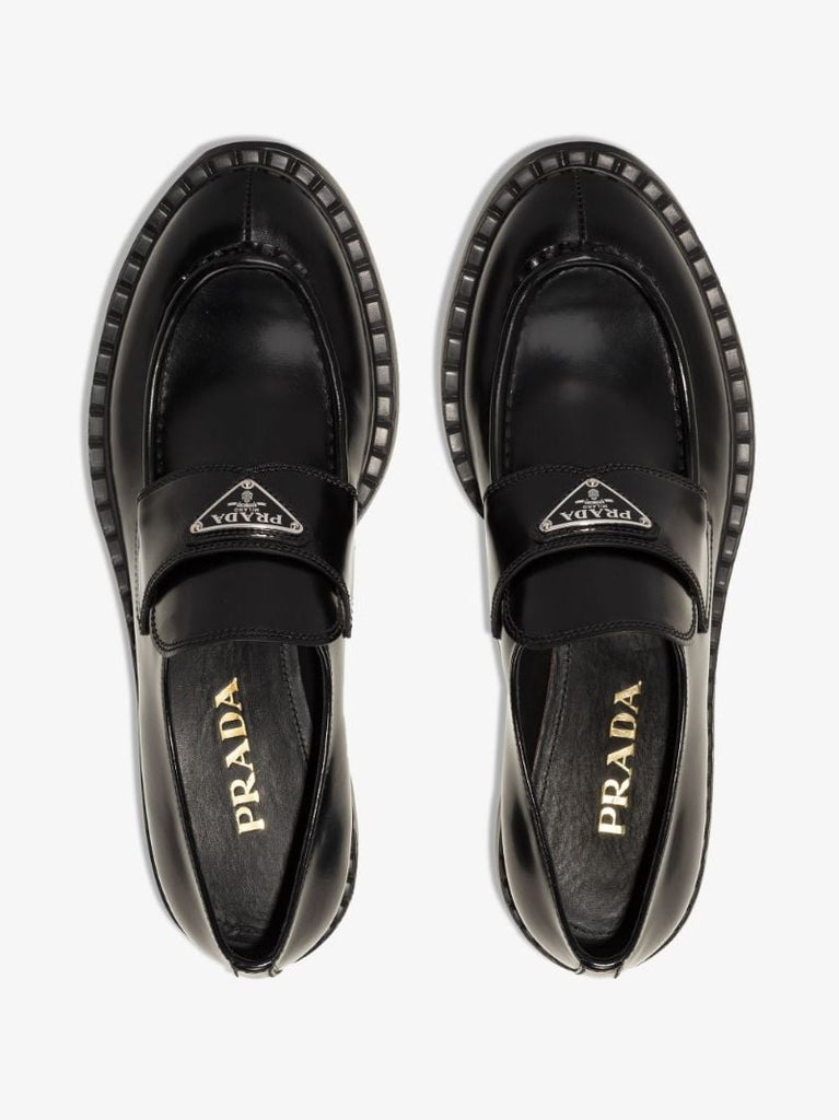 Black 50 Logo Plaque Leather Loafers