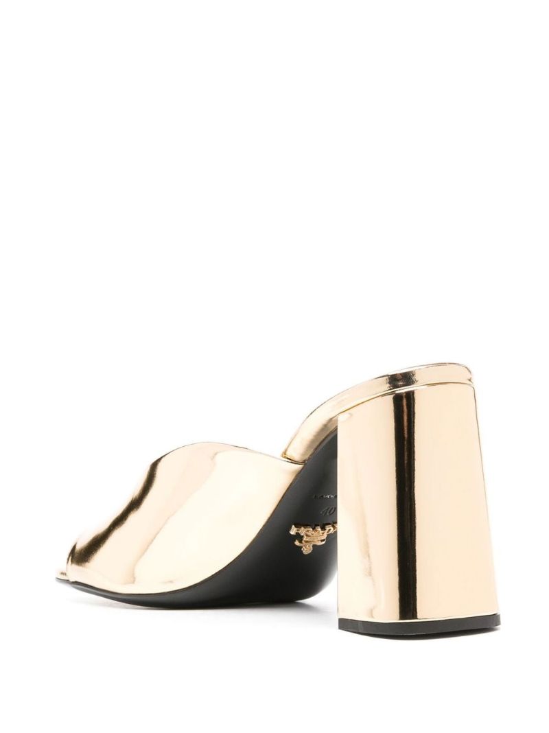 Gold-tone 85 Triangle Logo Mules