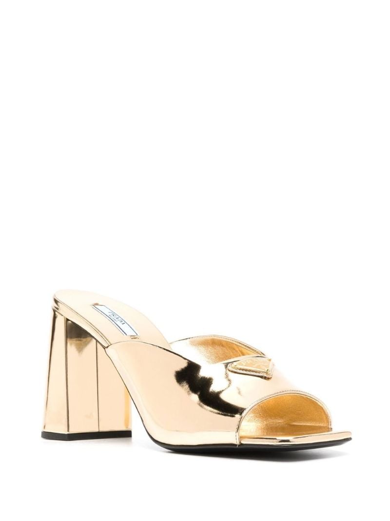 Gold-tone 85 Triangle Logo Mules
