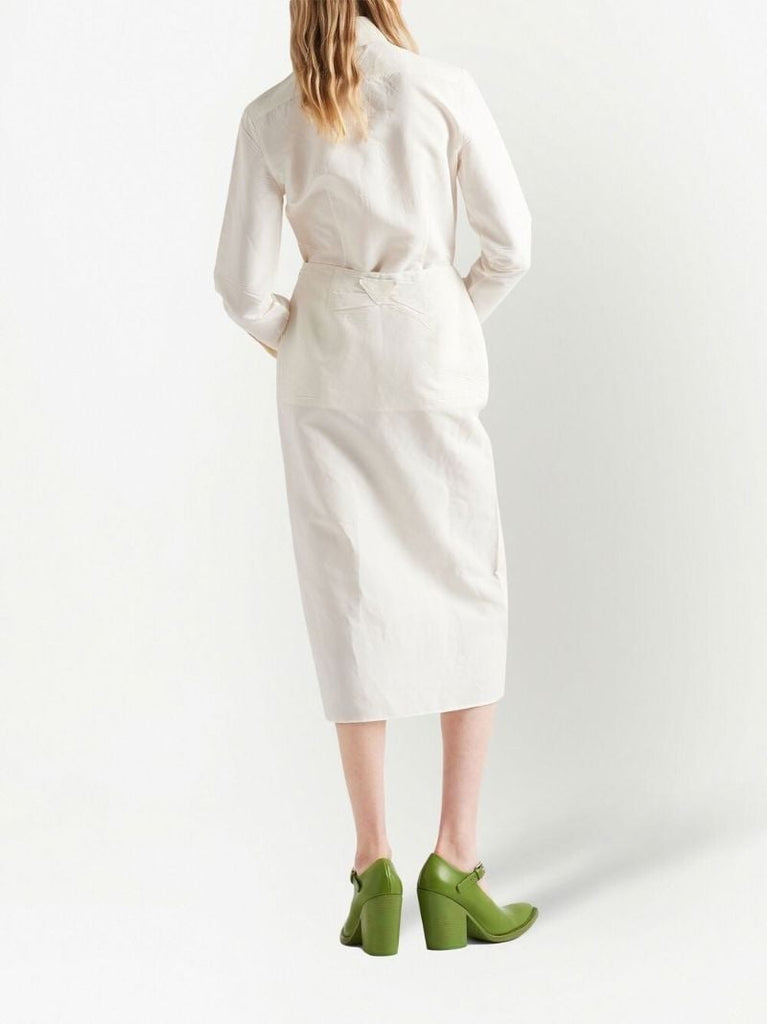 Neutral Crinkled Pencil Skirt