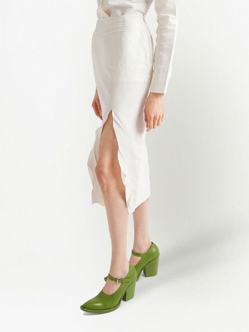 Neutral Crinkled Pencil Skirt