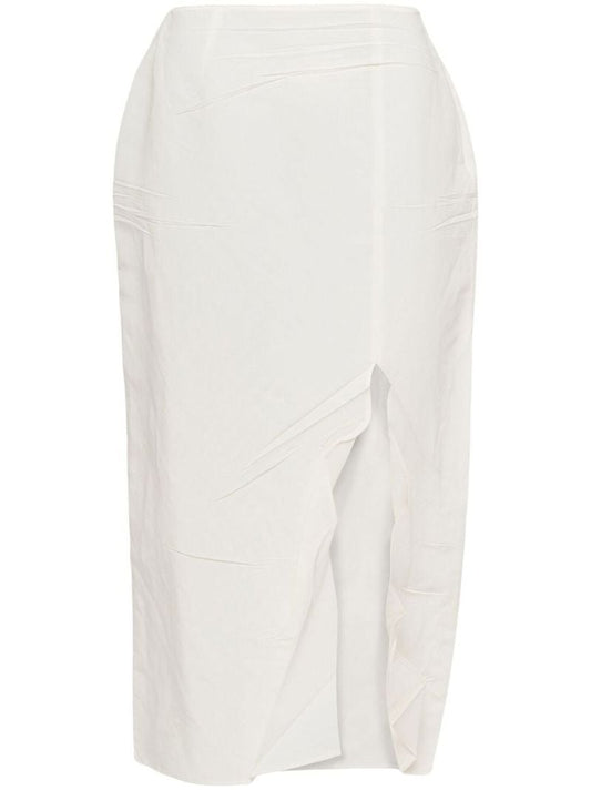 Neutral Crinkled Pencil Skirt
