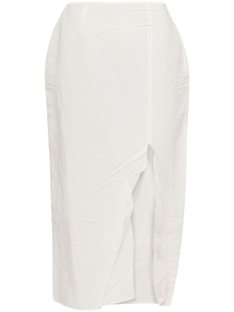 Neutral Crinkled Pencil Skirt