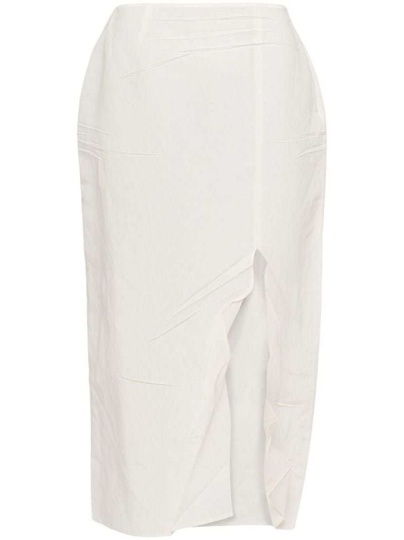 Neutral Crinkled Pencil Skirt