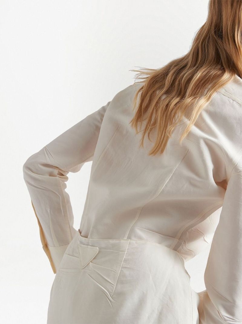 Neutral Crinkled Pencil Skirt