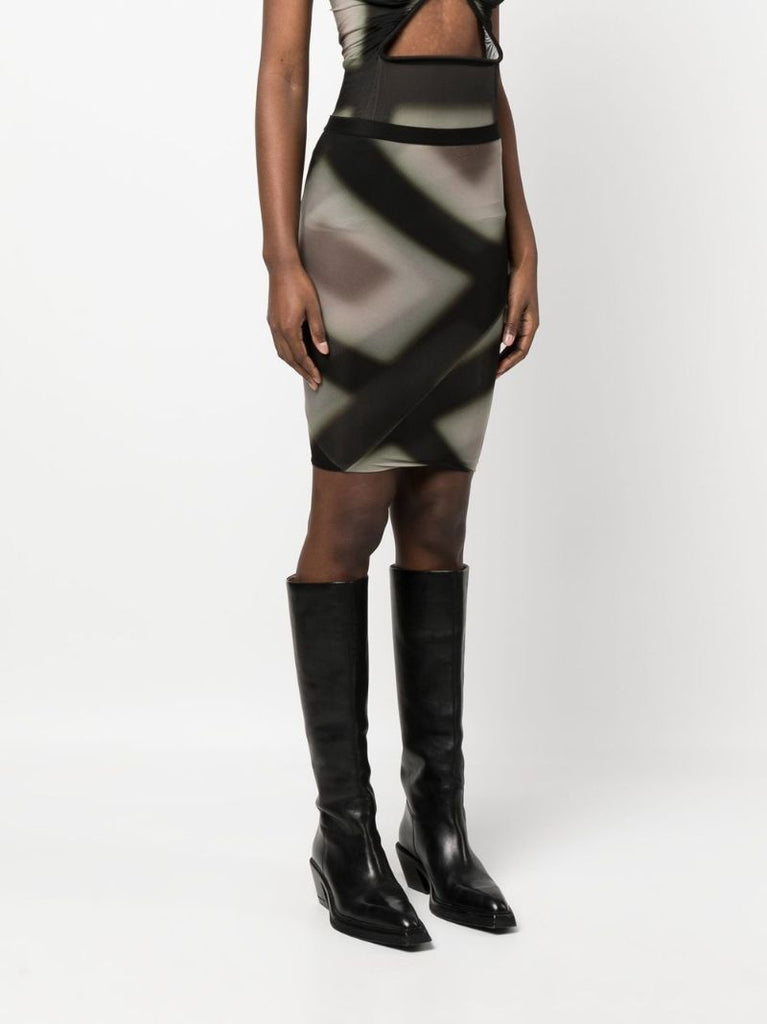 Black Plaid Print Pencil Skirt