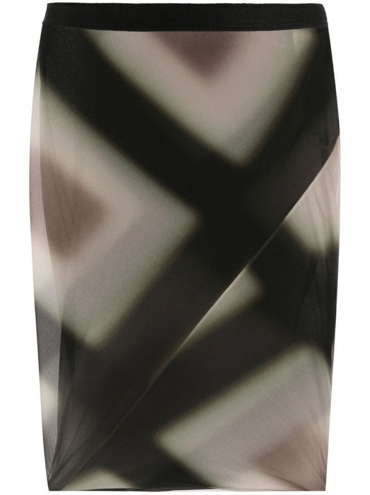 Black Plaid Print Pencil Skirt