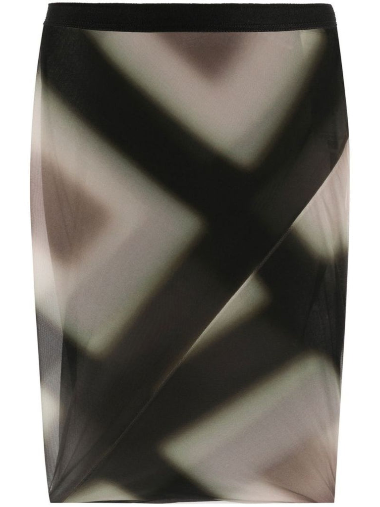 Black Plaid Print Pencil Skirt