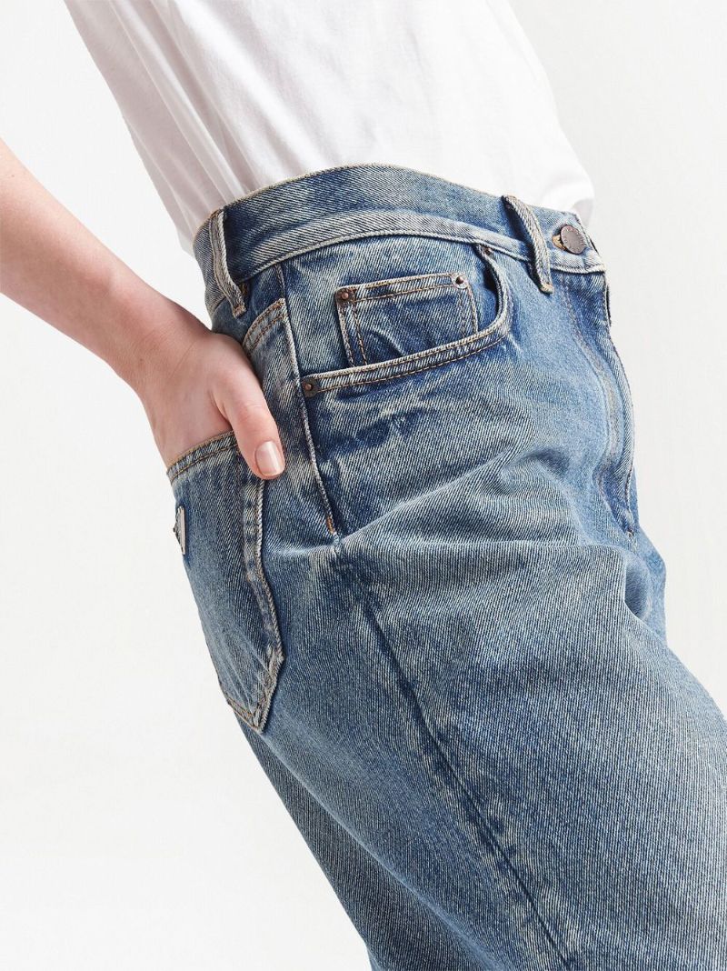 Blue Cropped Straight-leg Jeans