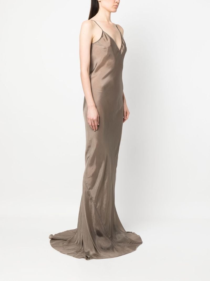Grey V-neck Satin Gown