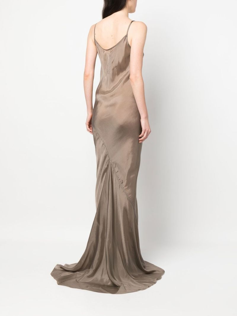 Grey V-neck Satin Gown