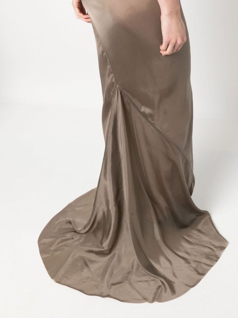 Grey V-neck Satin Gown