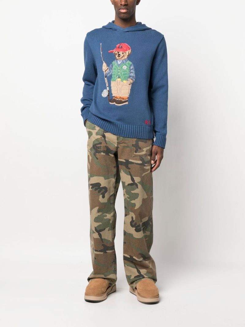 Blue Polo Bear Cotton Hooded Sweater