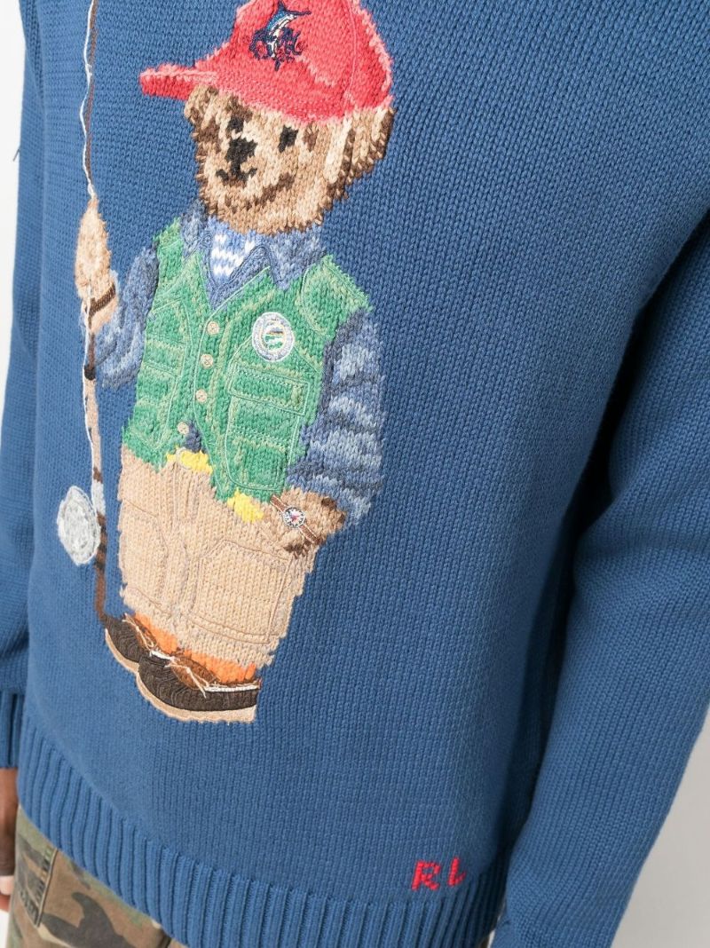 Blue Polo Bear Cotton Hooded Sweater