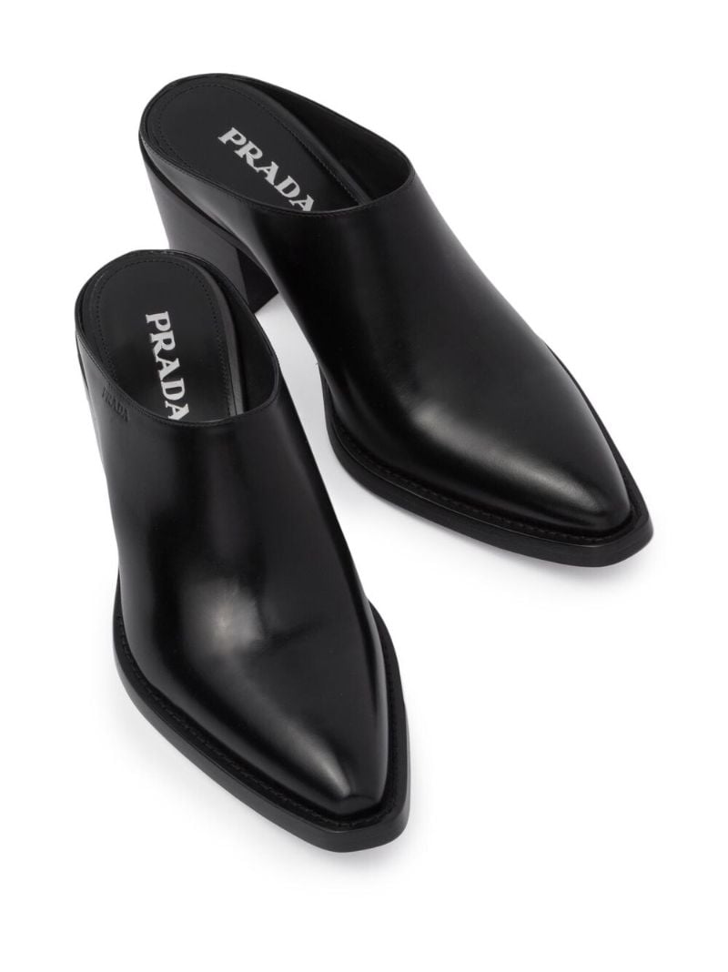Black 55 Brushed Leather Mules