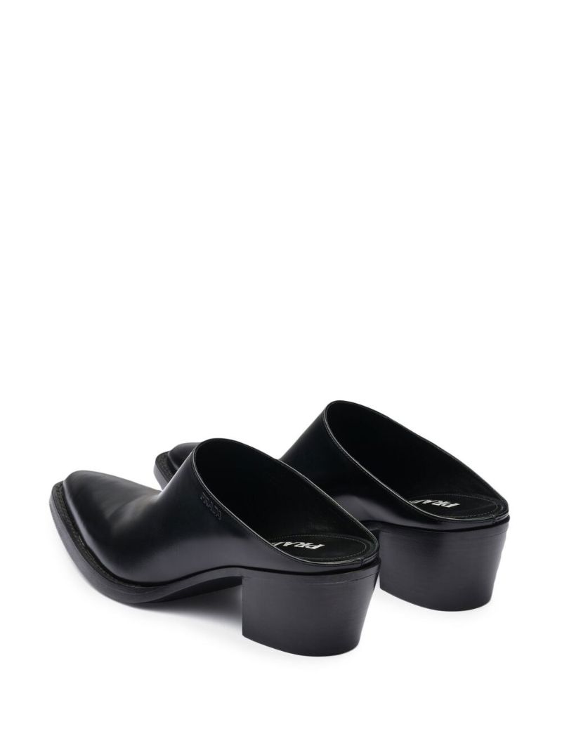 Black 55 Brushed Leather Mules