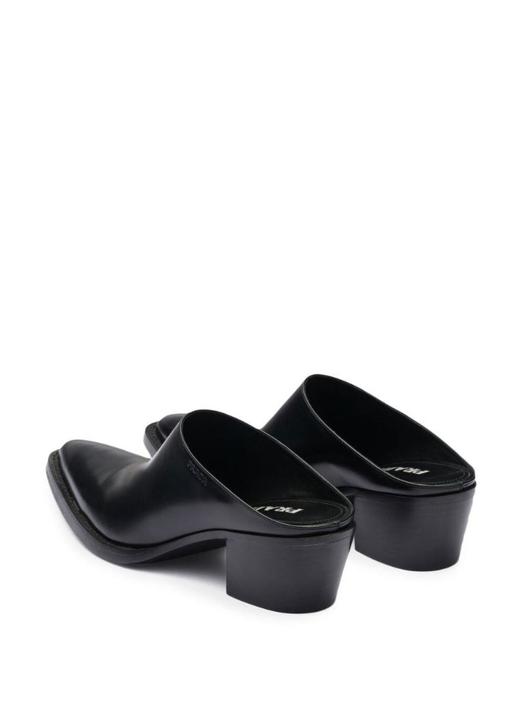 Black 55 Brushed Leather Mules