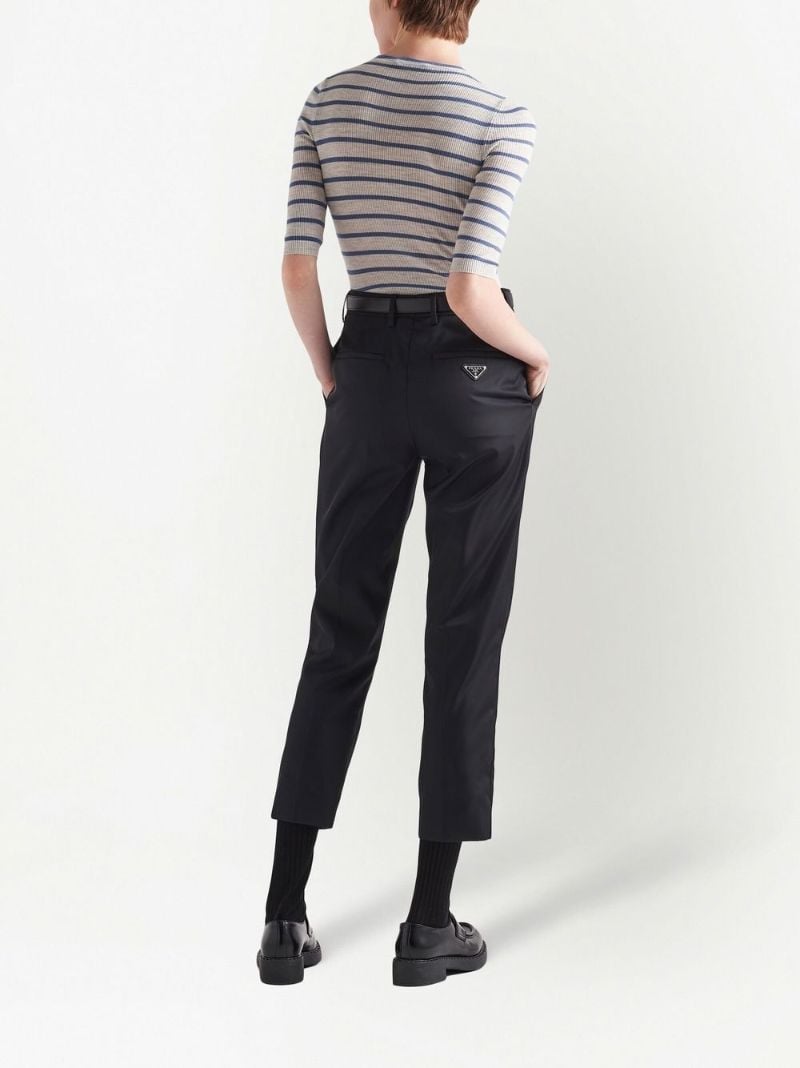 Grey Logo Intarsia Ribbed Knit Top