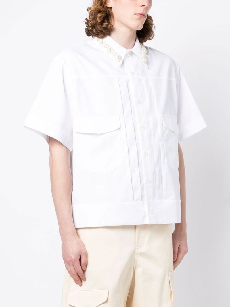 White Embellished Cotton Shirt