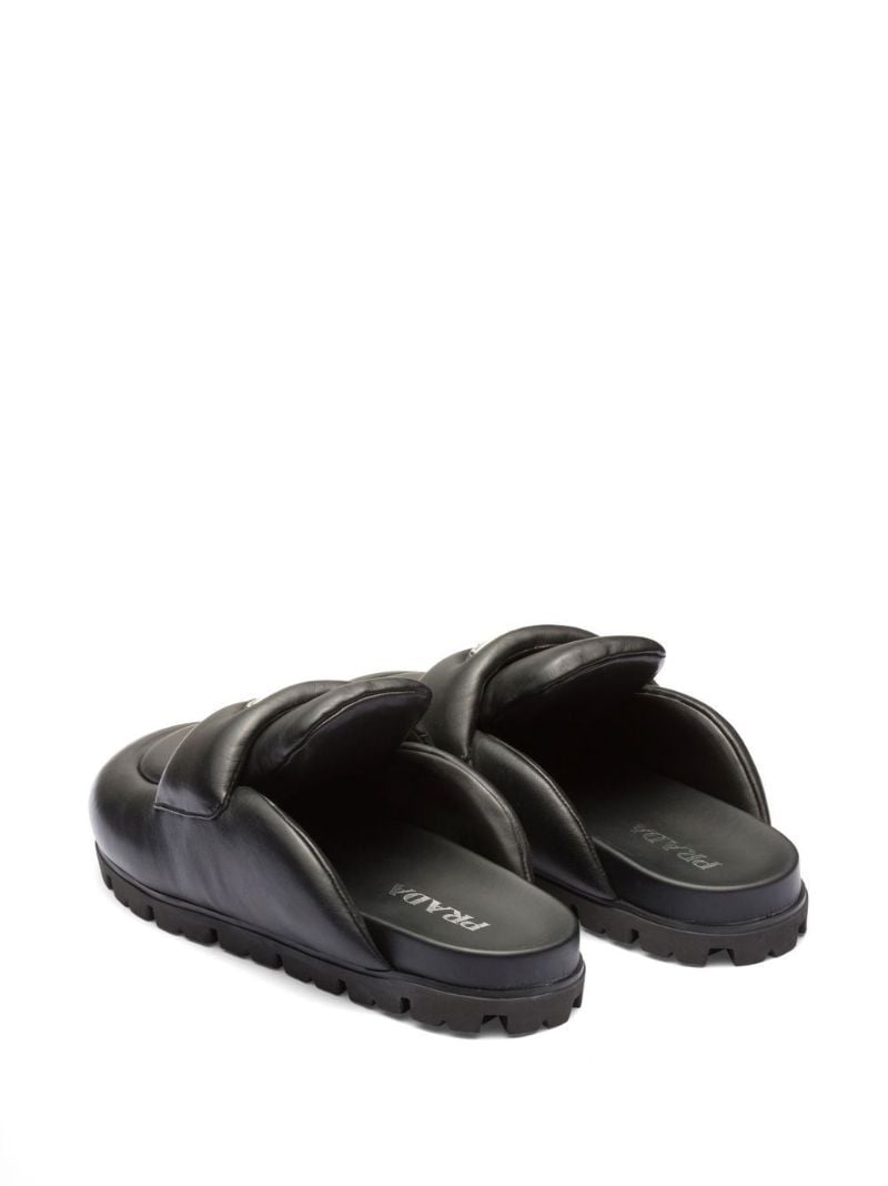 Black Padded Leather Mules