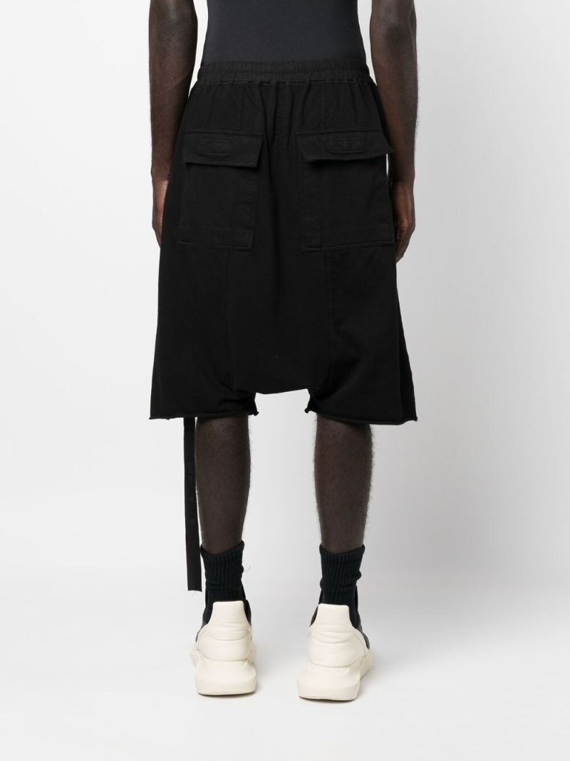 Black Drop-crotch Cotton Shorts