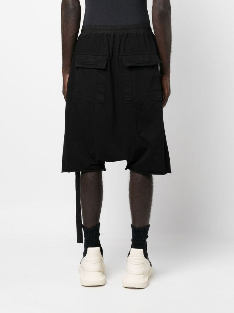 Black Drop-crotch Cotton Shorts