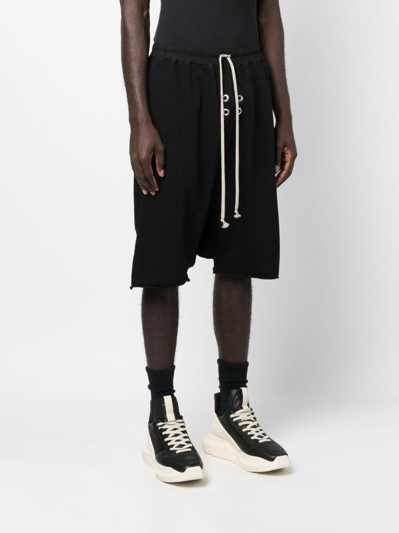 Black Drop-crotch Cotton Shorts