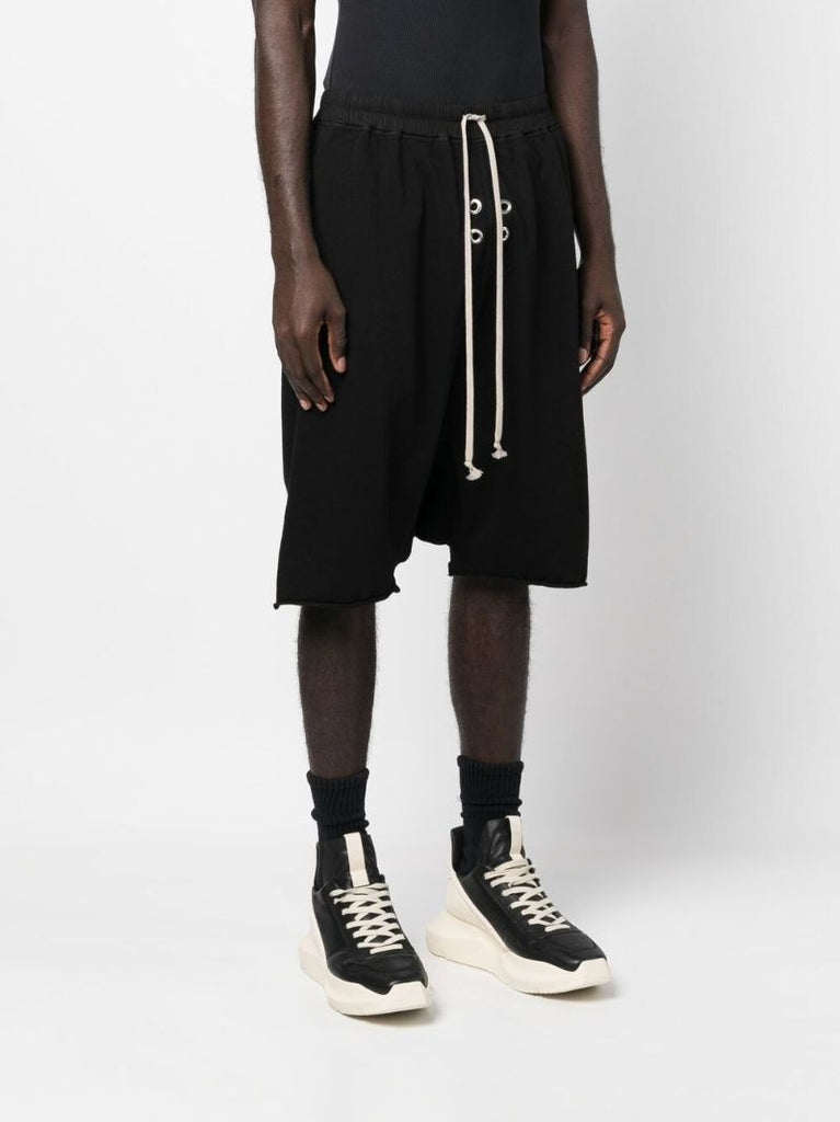 Black Drop-crotch Cotton Shorts