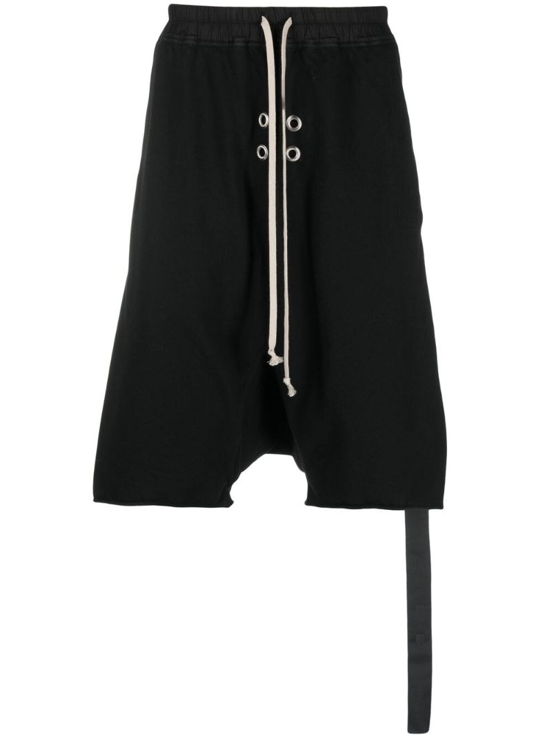 Black Drop-crotch Cotton Shorts