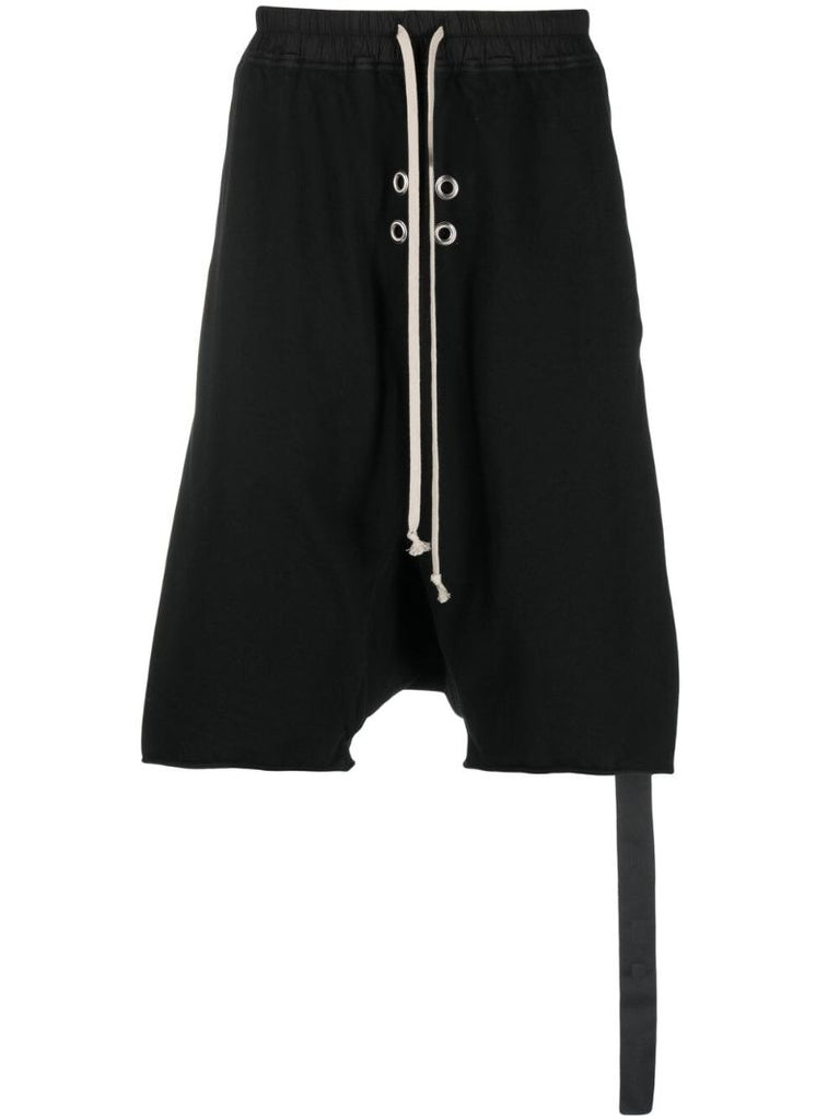 Black Drop-crotch Cotton Shorts